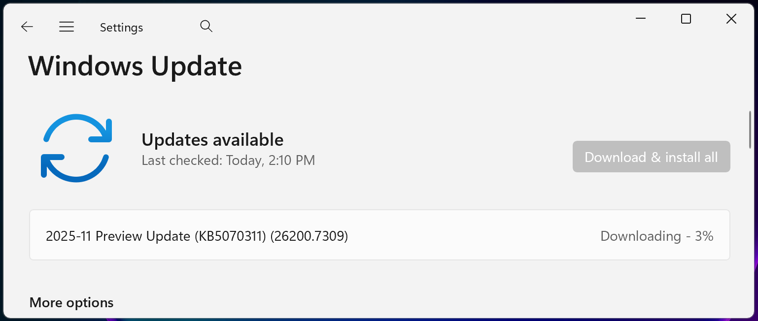 KB5070311 preview update