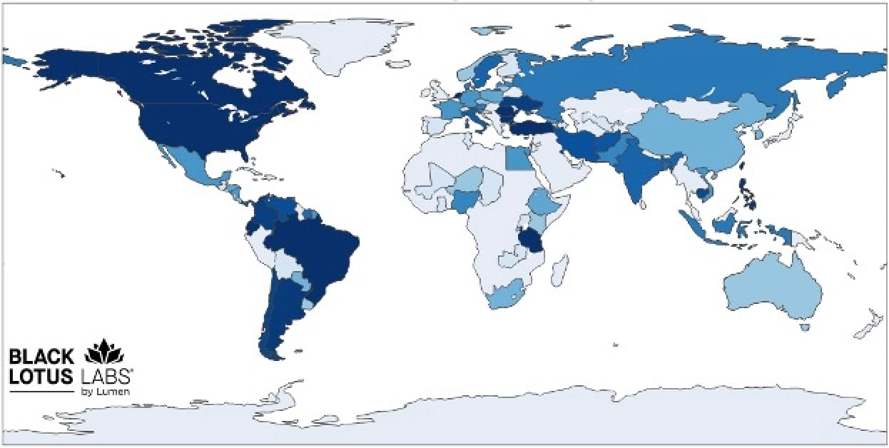 Map of infected routers