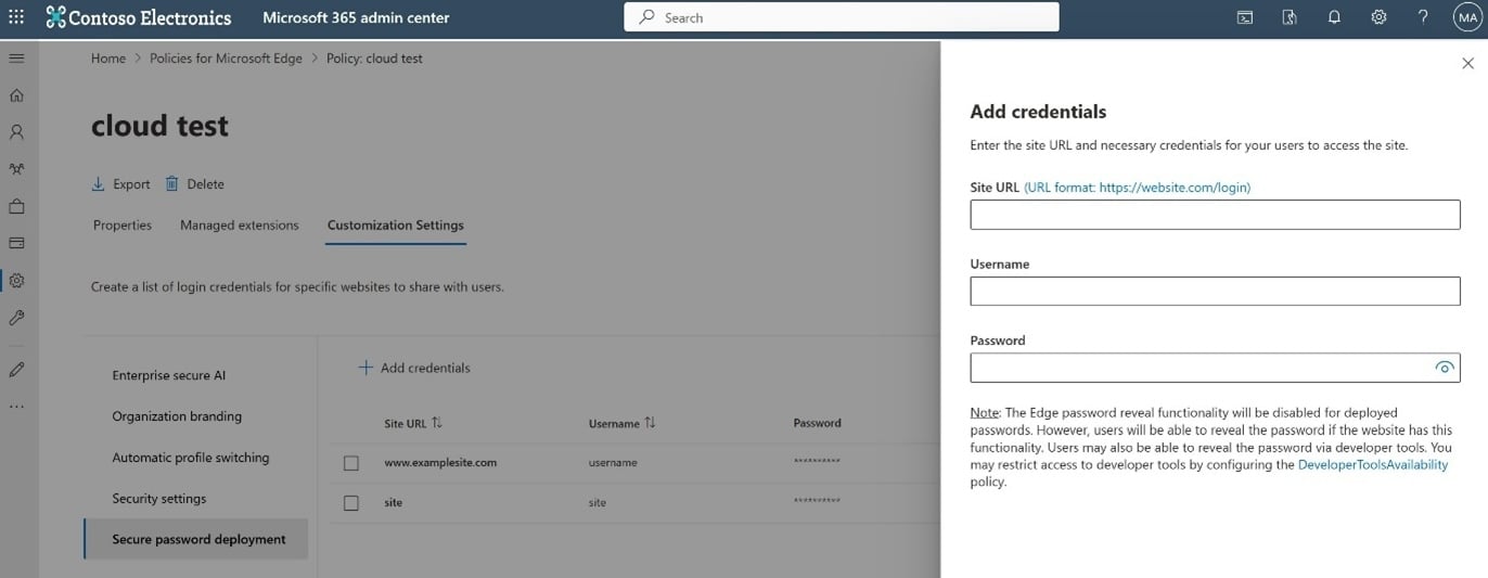Secure password deployment in M365 admin center