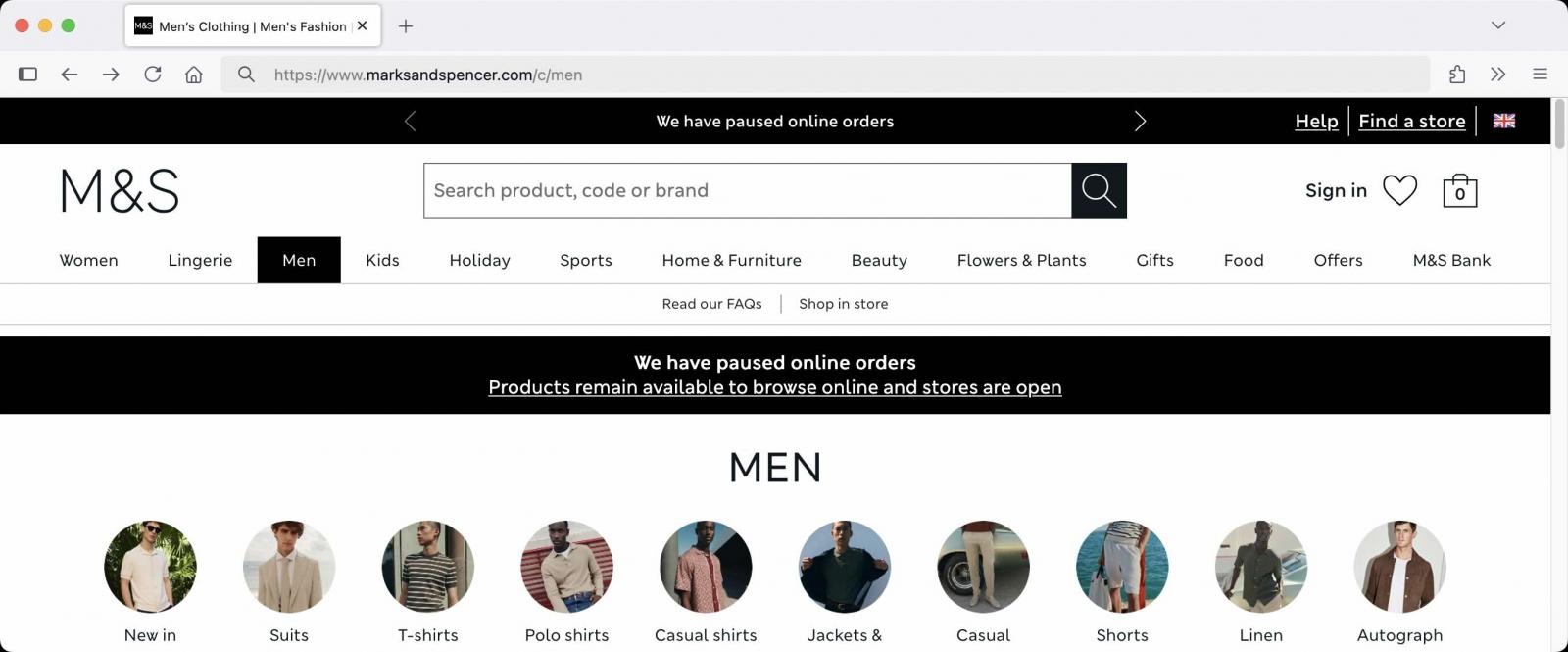 Marks & Spence suspends online orders