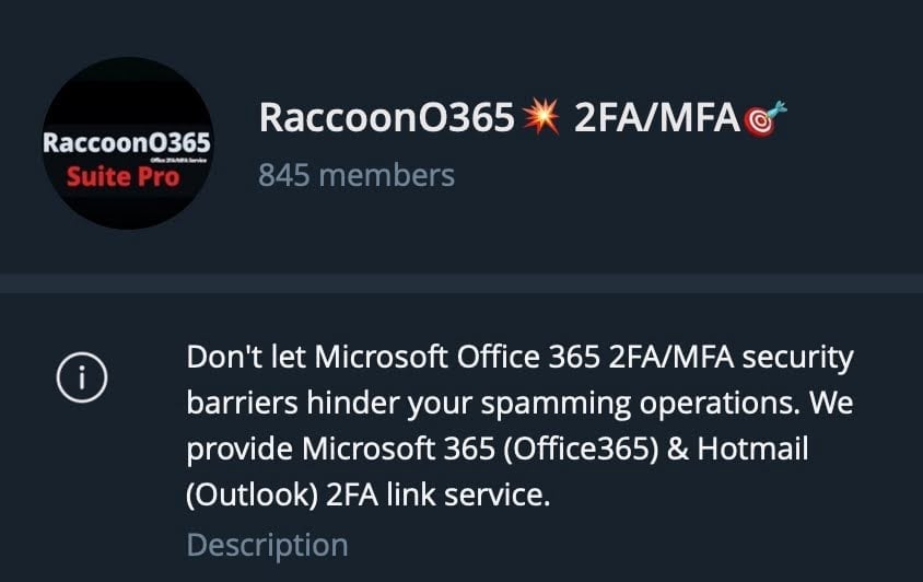 RaccoonO365 Telegram channel
