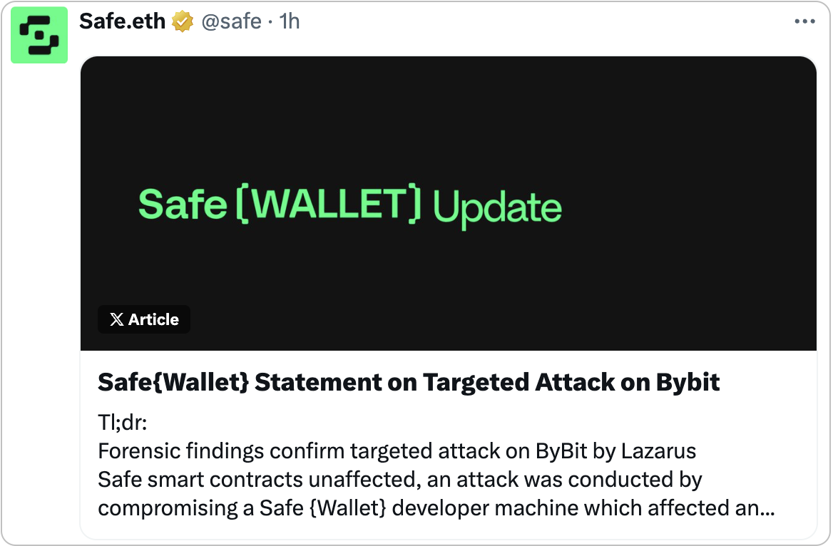 Safe{Wallet} confirmation tweet