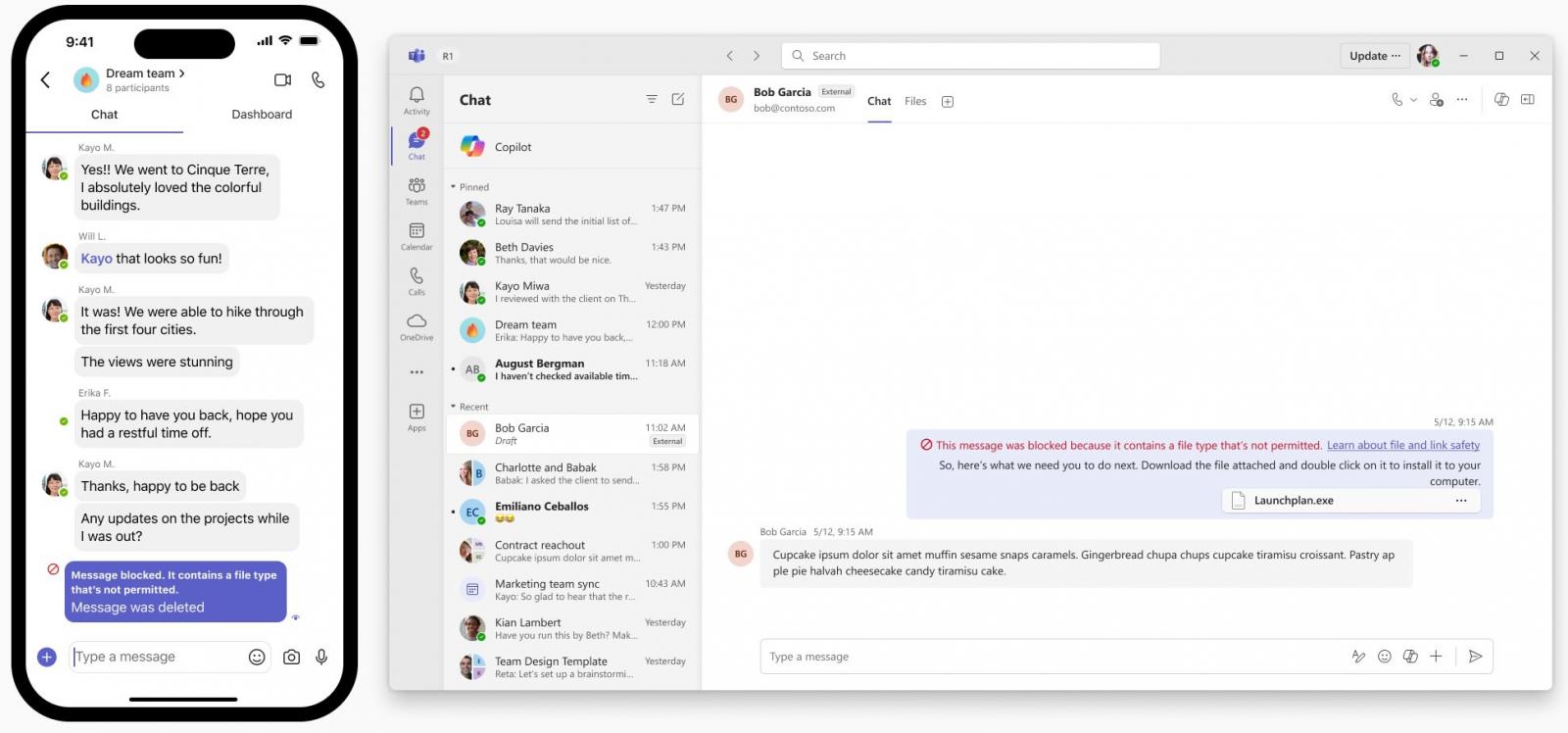 Teams blocking dangerous files