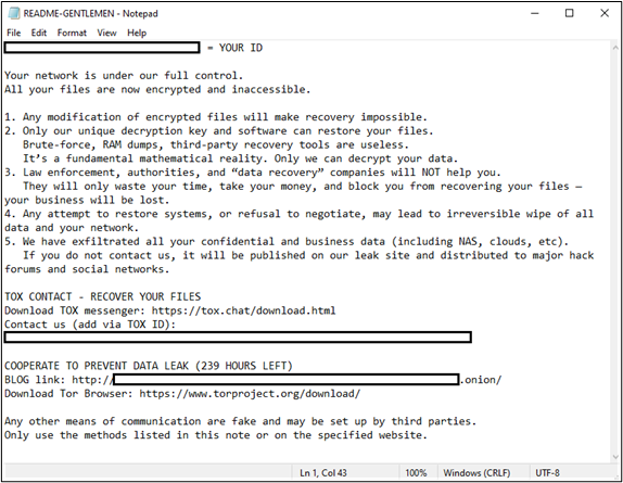 The Gentlemen ransom note