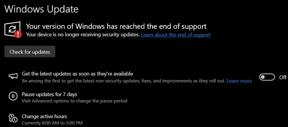 Windows 10 Update Bug Triggers Incorrect End-of-Support Alerts