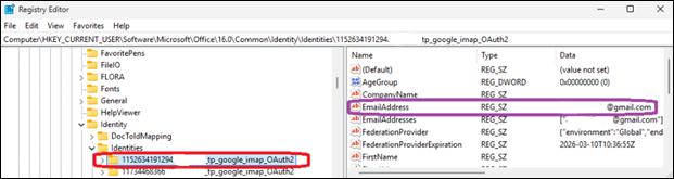 Deleting Outlook Identities