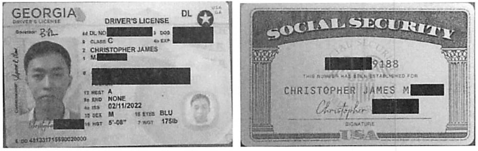 Fake driver's license and Social Security card