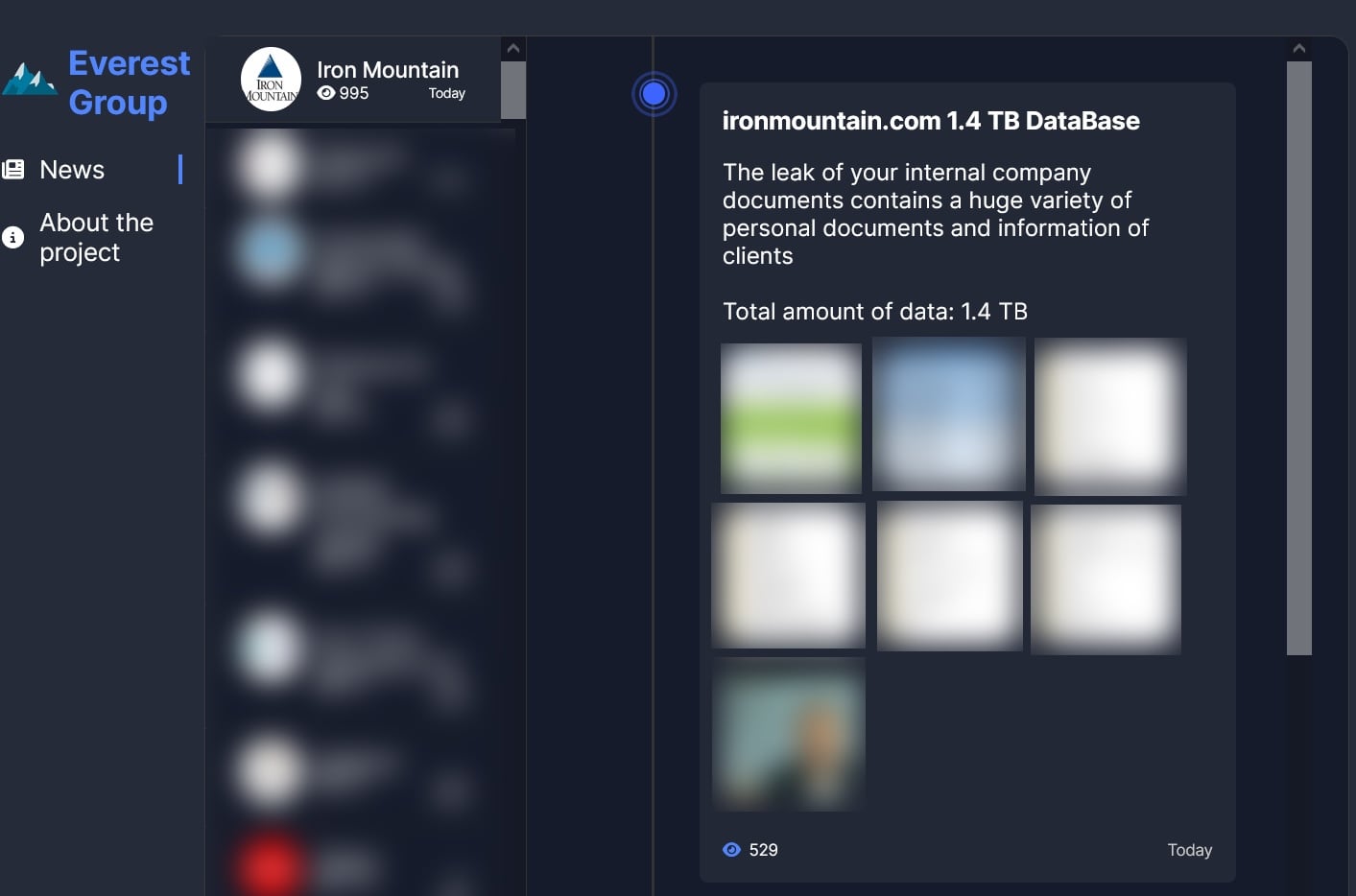 Iron Mountain entry on Everest's leak site