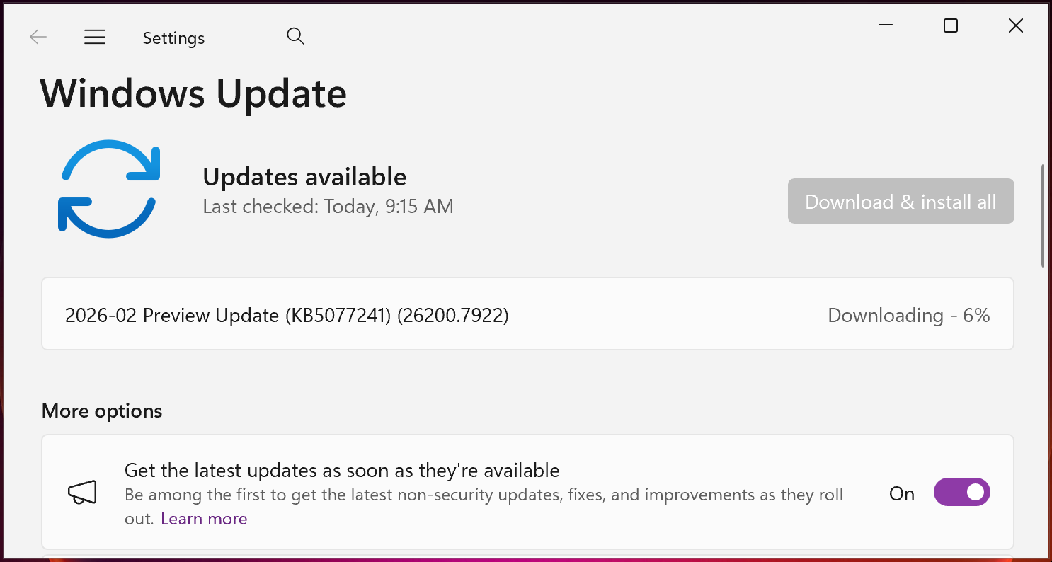 KB5077241 preview update