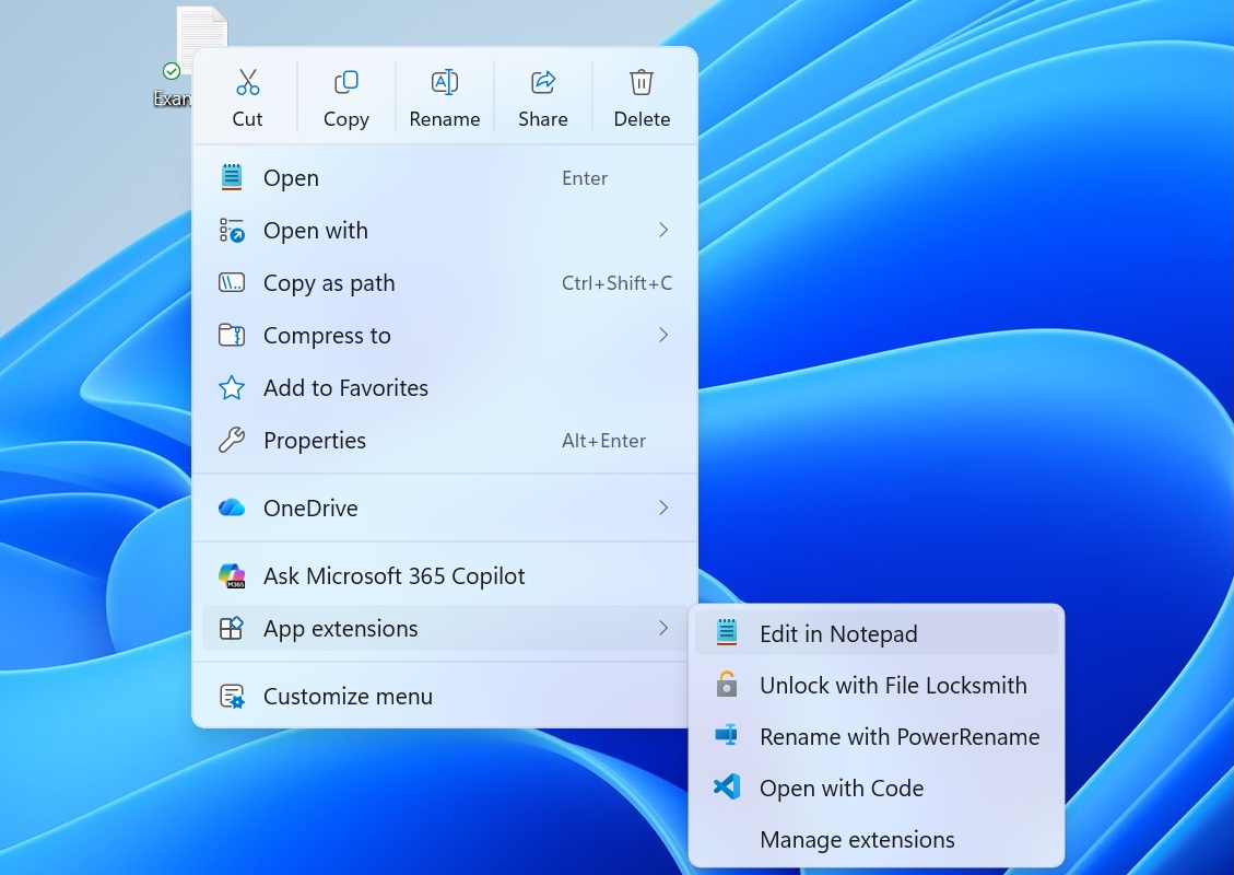 New Windows 11 context menu