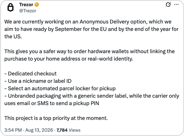 Trezor tweet