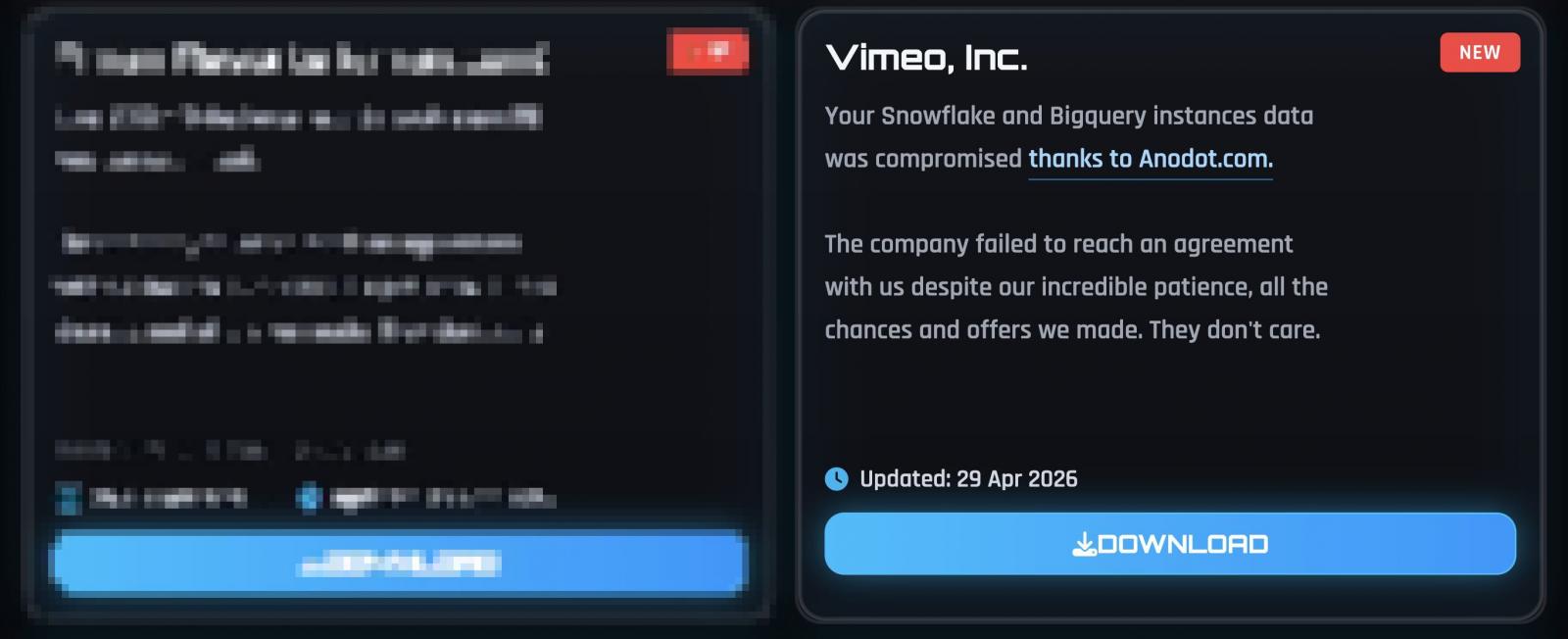 Vimeo entry on ShinyHunters DLS