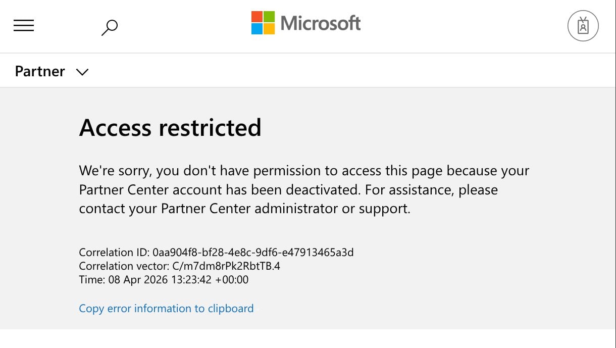 Microsoft account suspension message