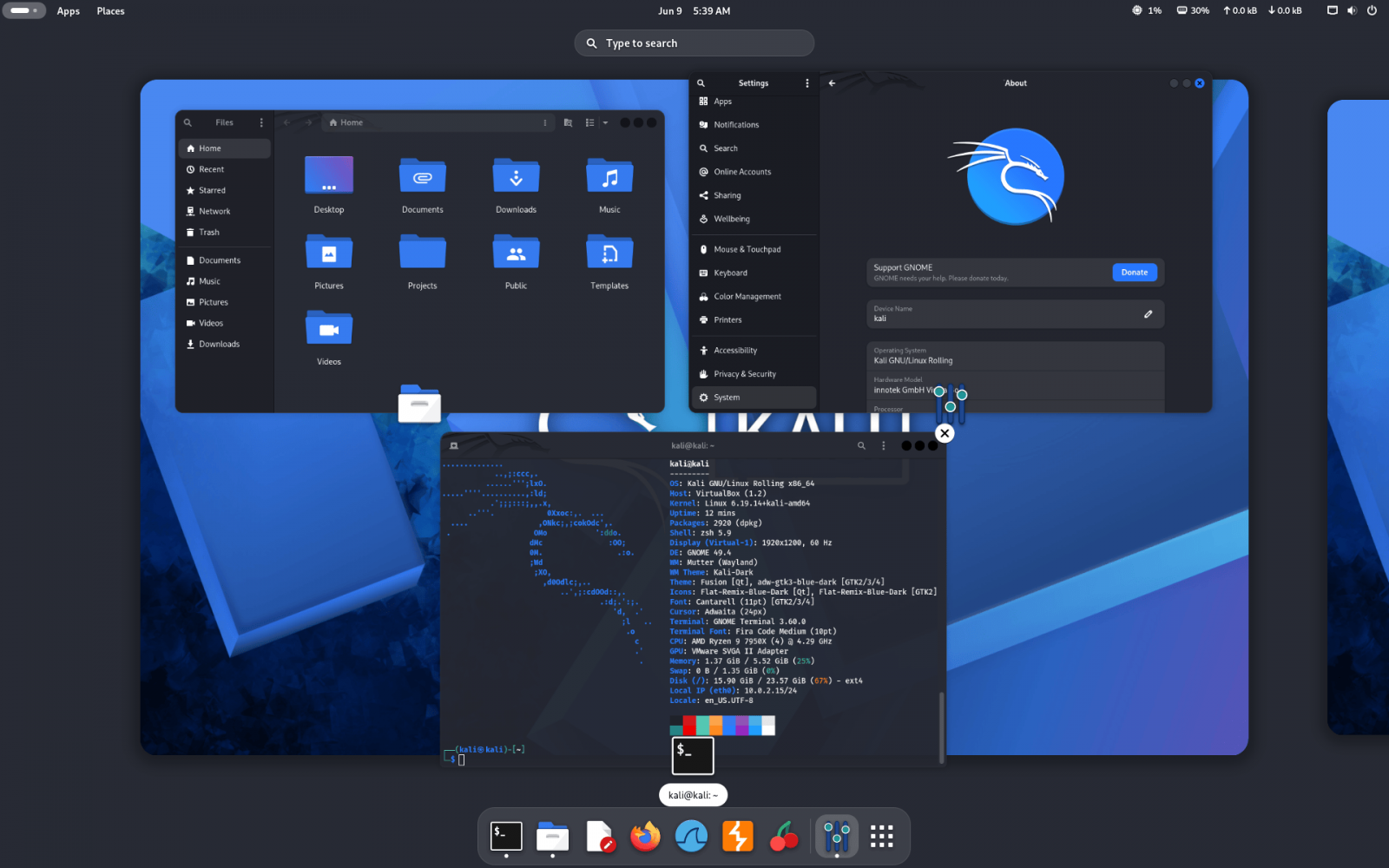 Gnome 50 on Kali Linux