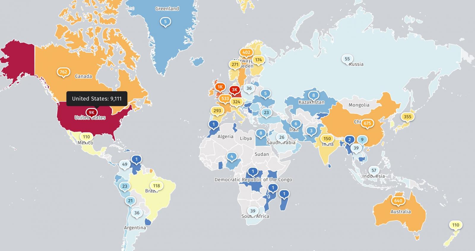 Map of internet-exposed Citrix NetScaler instances