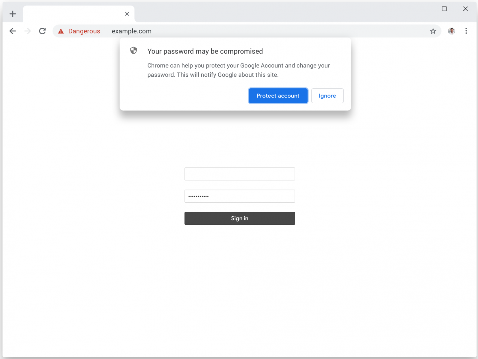 Chrome phishing protection