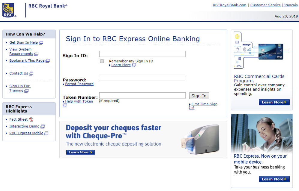 RBC phishing landing pag