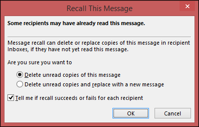 Recall This Message dialog