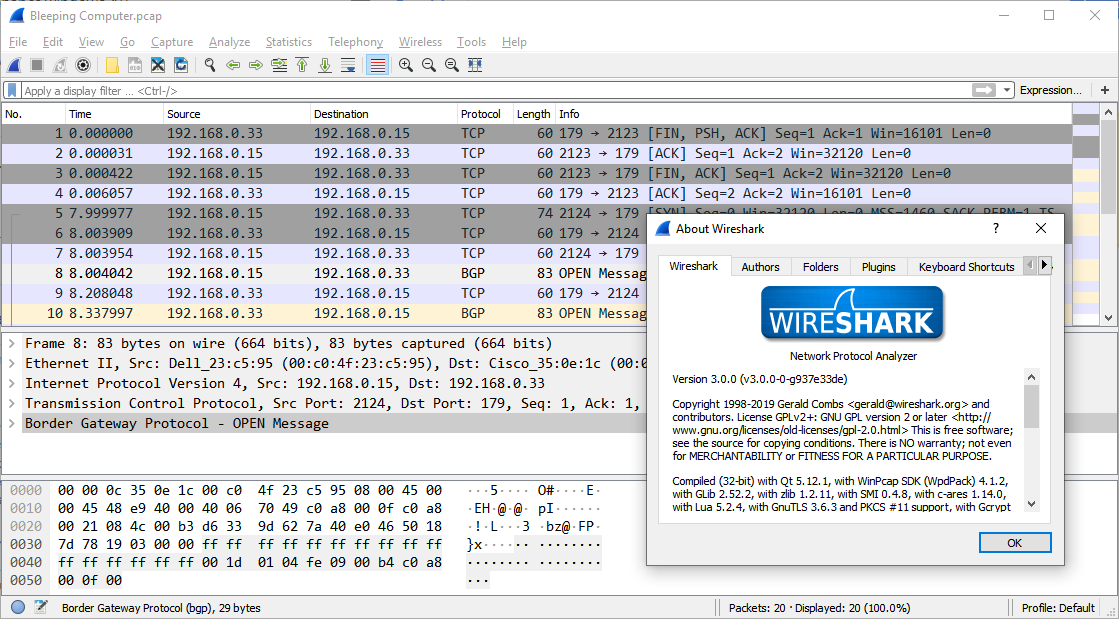 Wireshark карта сети
