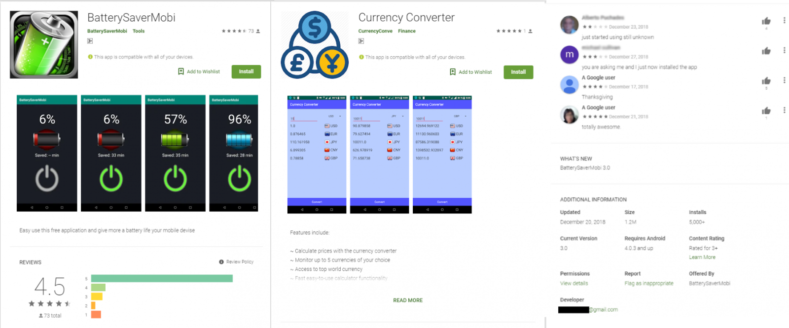 the google play pages of the two malicious android apps - instagram scam guide how to detect and evade them