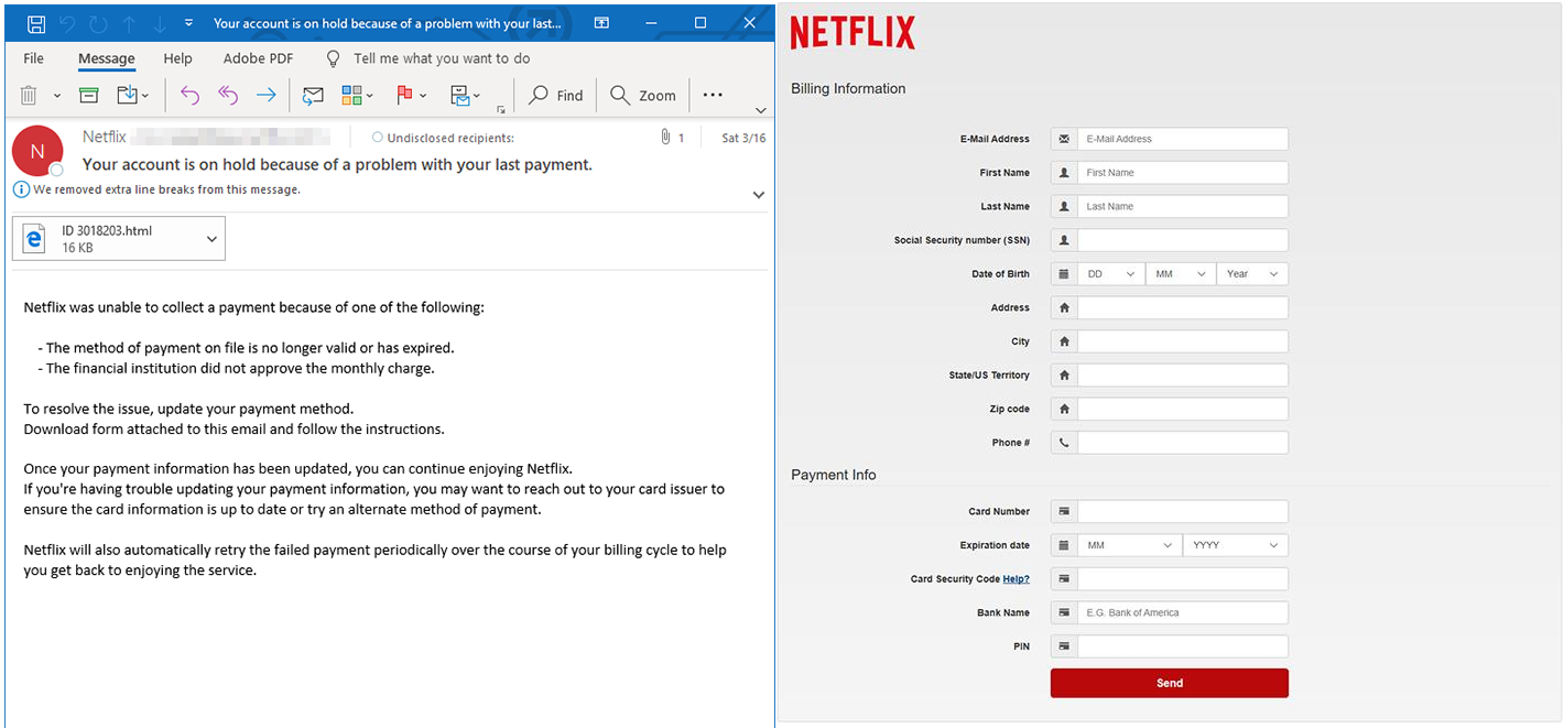 Netflix phishing campaign