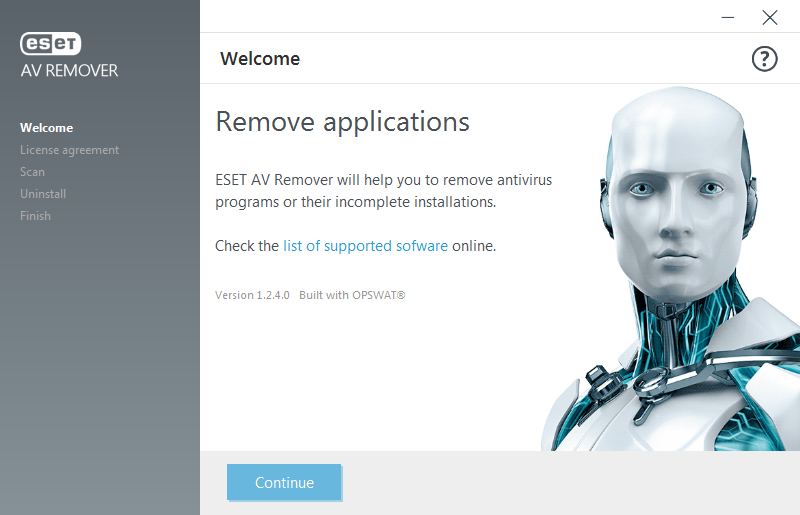 ESET AV Remover installation screen