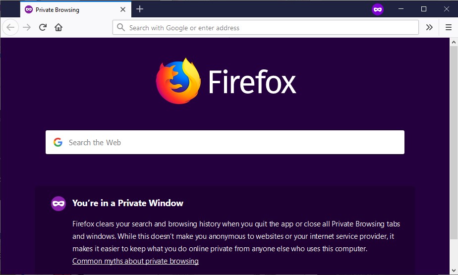 Modo de Navegação Privada do Firefox