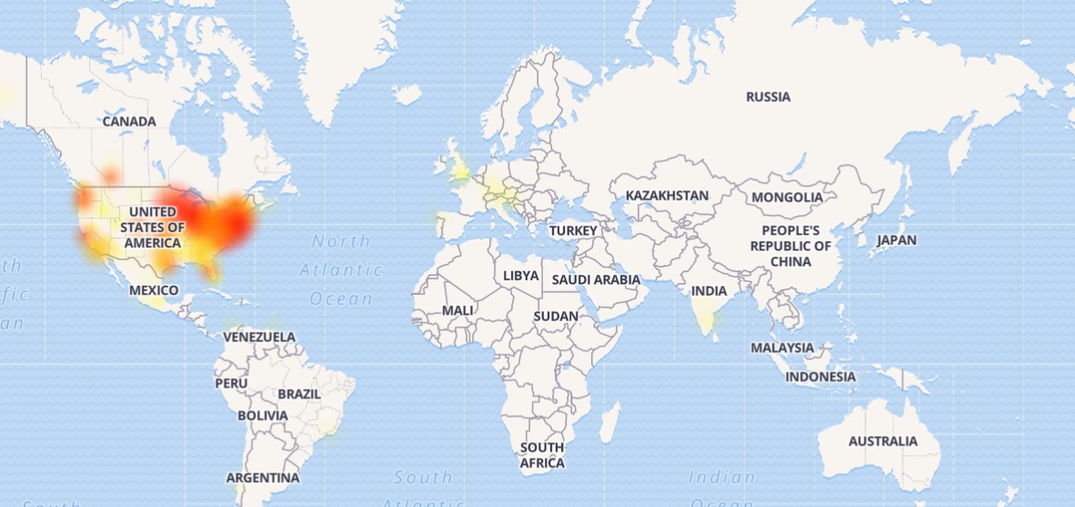 Microsoft 365 outage map