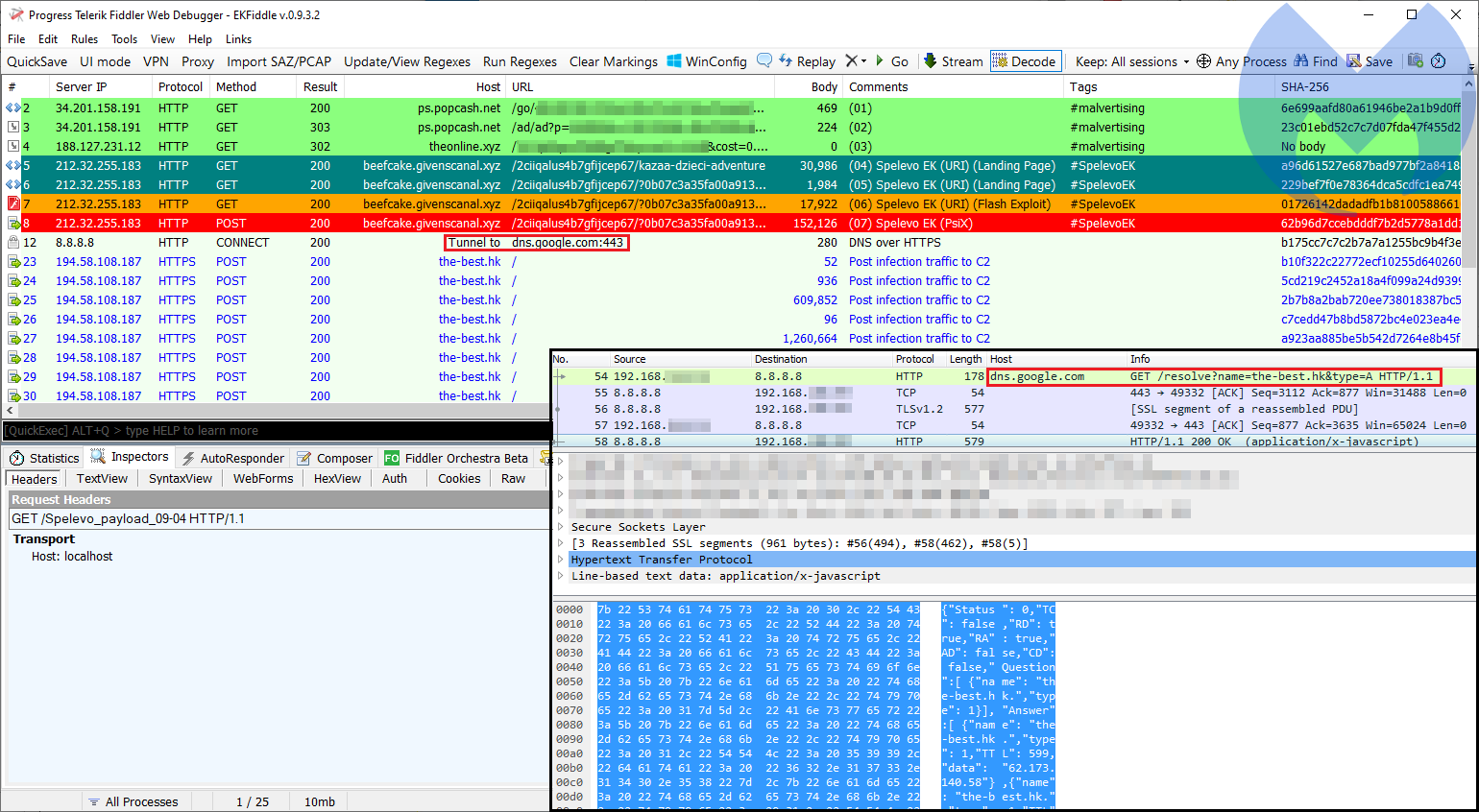 PsiXBot delivered via Spelevo EK (with DoH traffic)