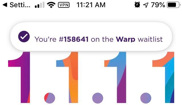 WARP waiting list message