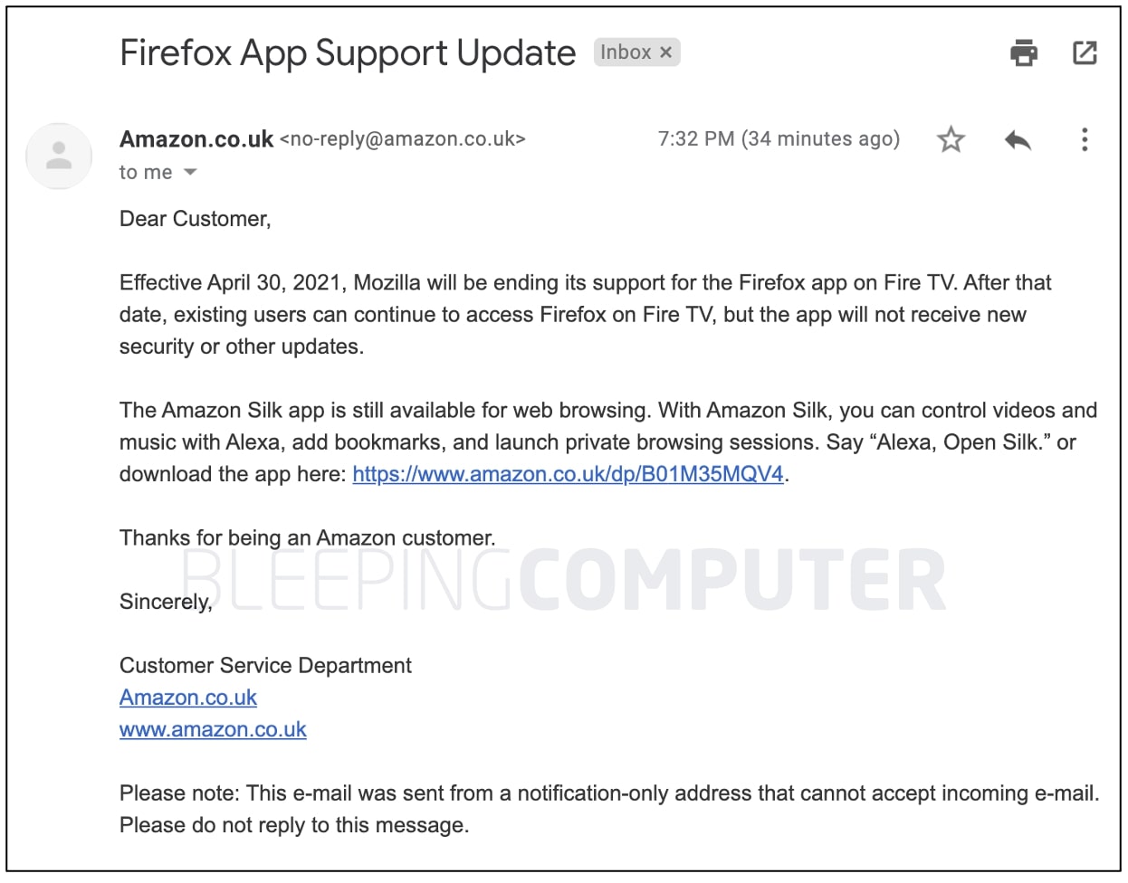 Mozilla drops Firefox support on  Fire TV