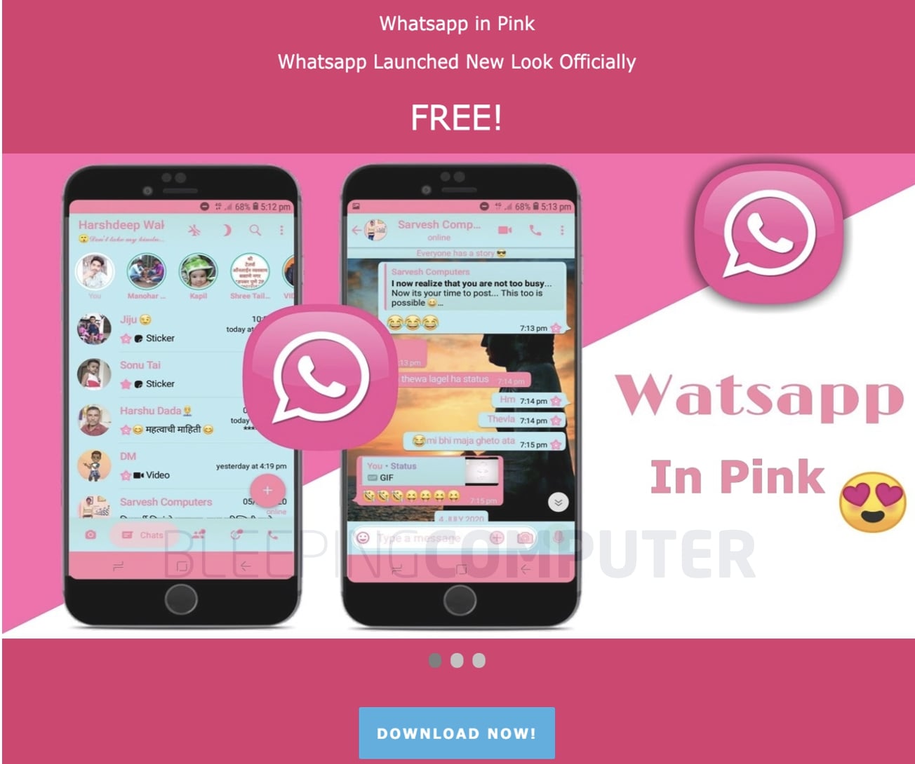 whatsapp pink scam site