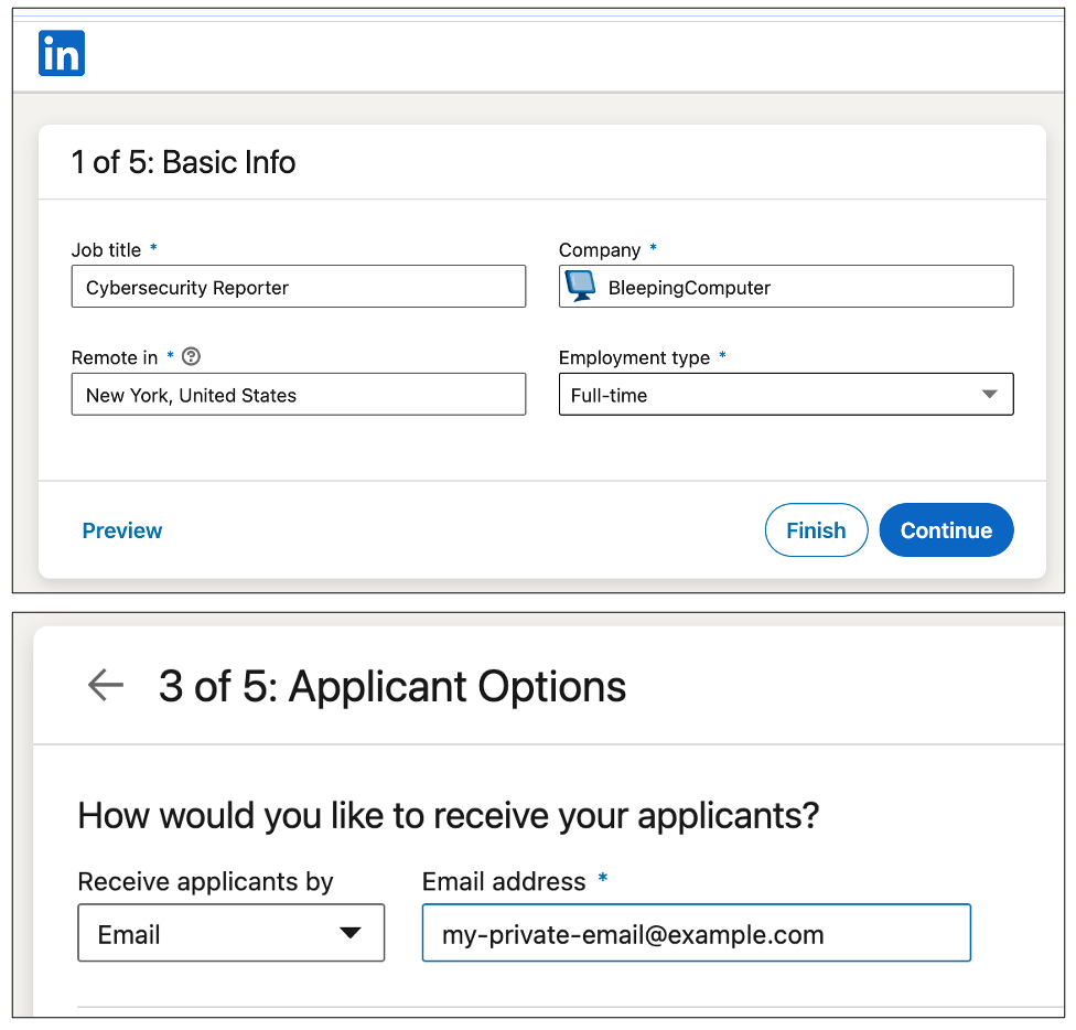 linkedin test job posting