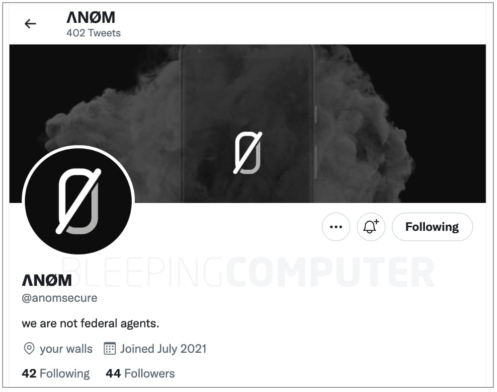 ANOM twitter account taken over