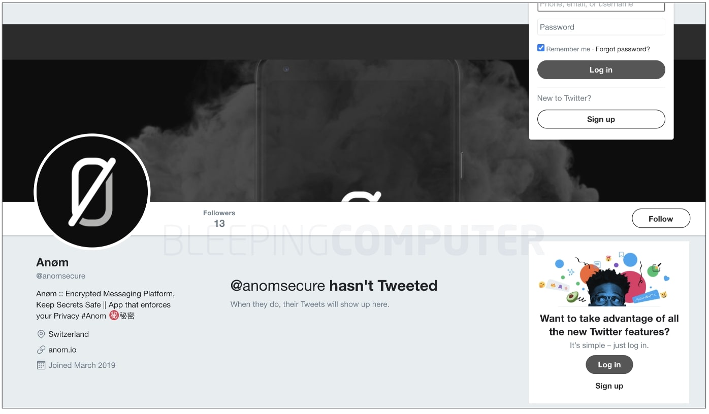 ANOM's account in June 2021