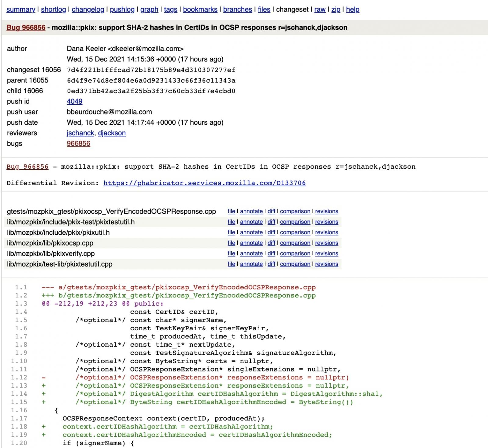 Firefox's fix for SHA256 support in OCSP