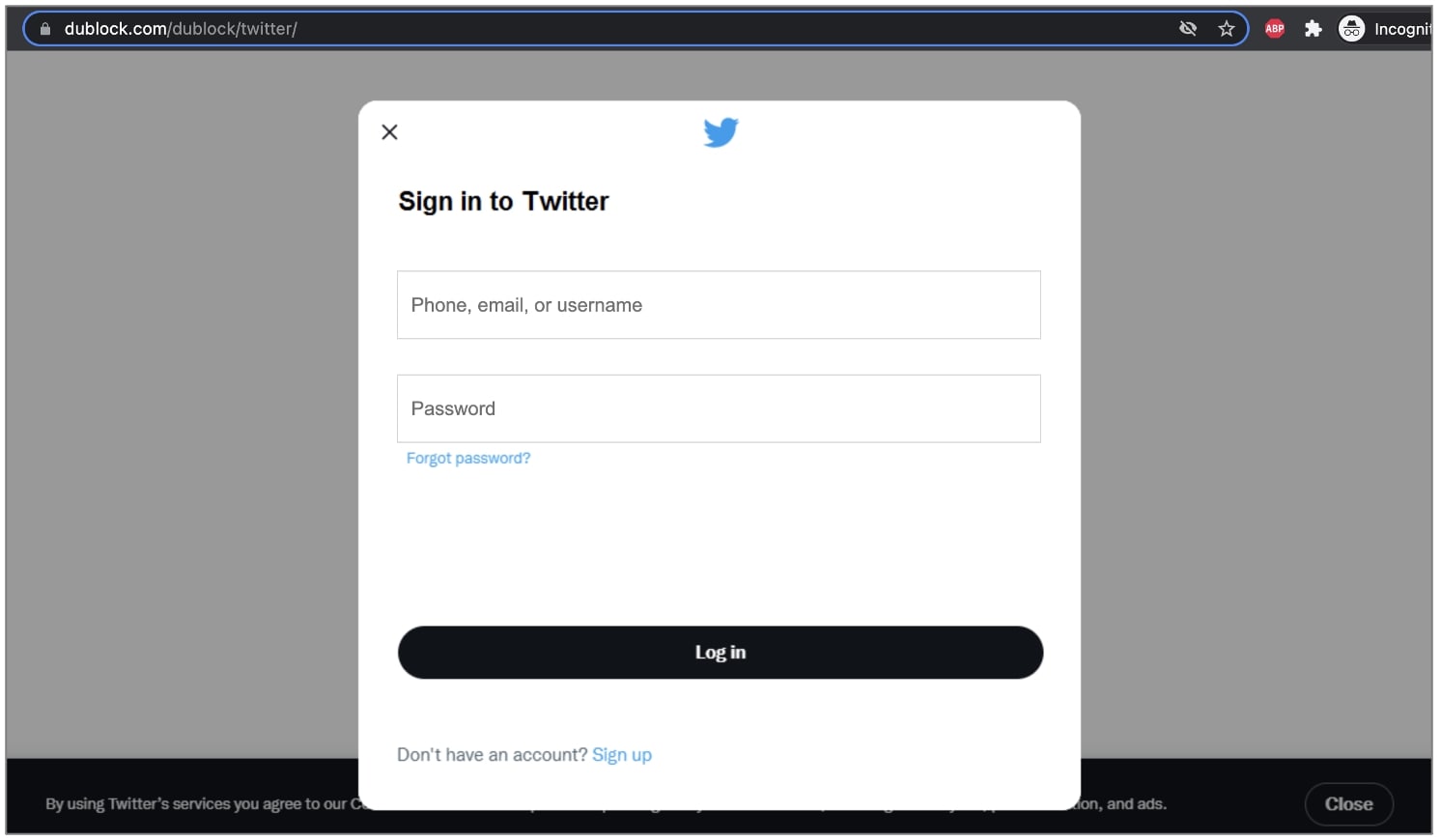 phishing form twitter