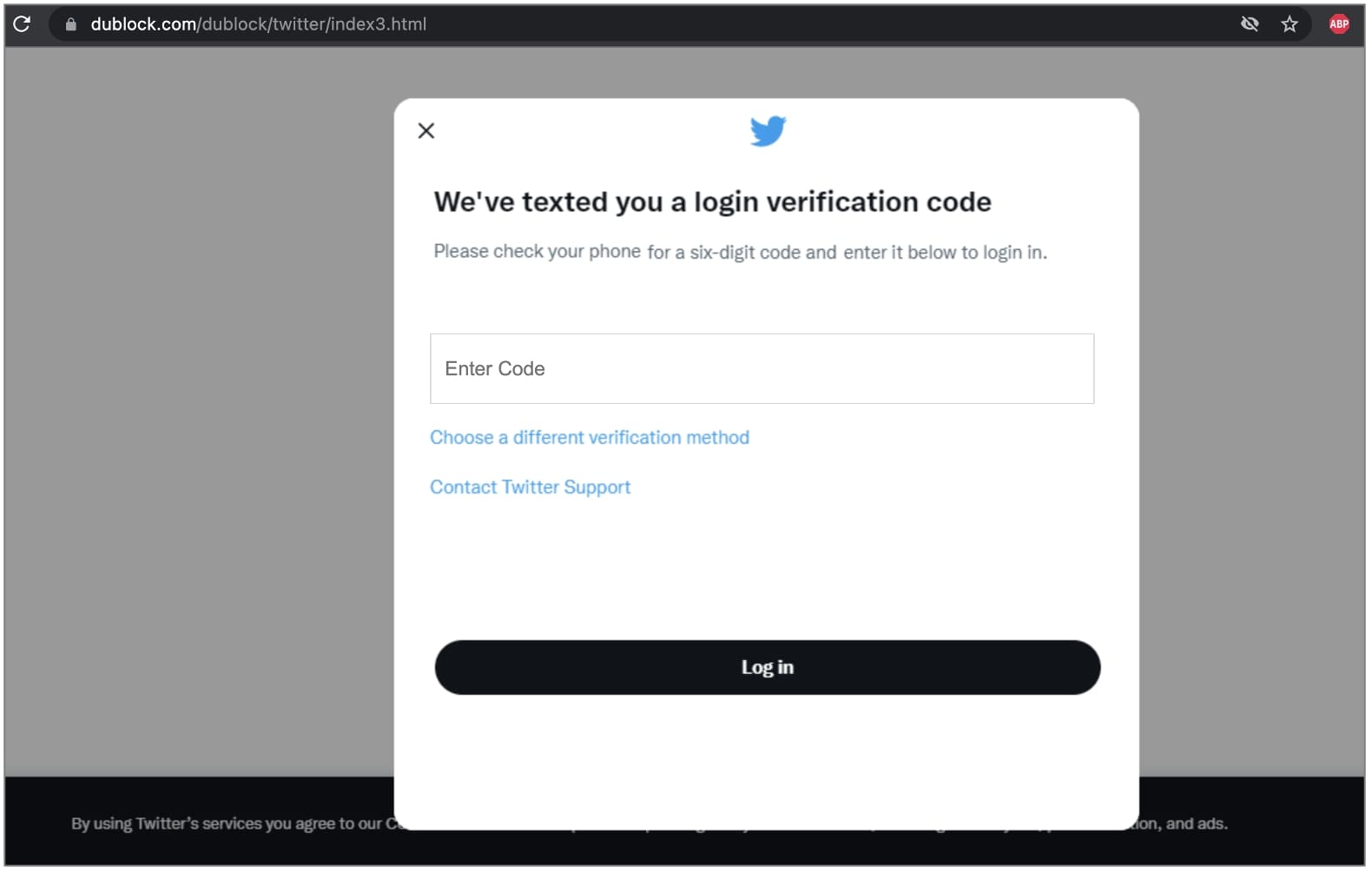 phishing form collecting two factor code