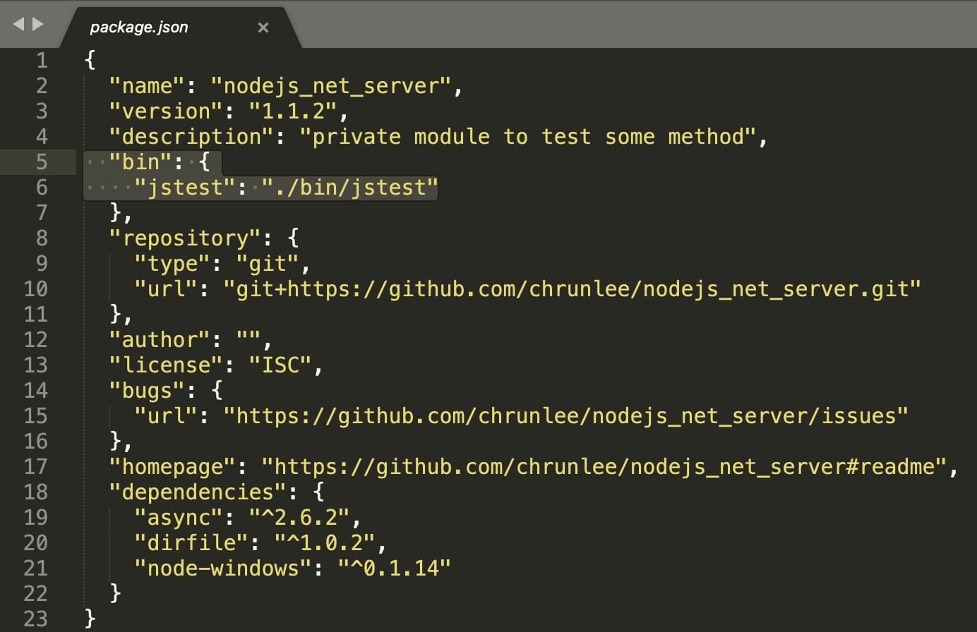 package.json for nodejs_net_server