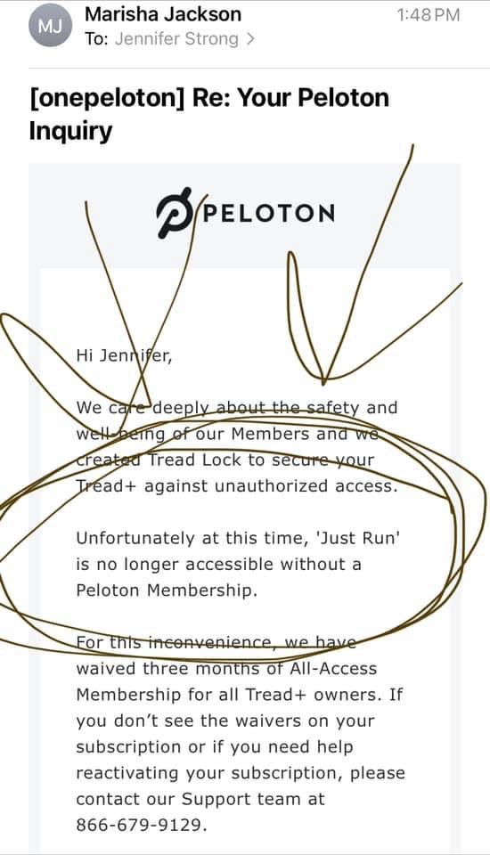 Enviar correo electrónico a Peloton