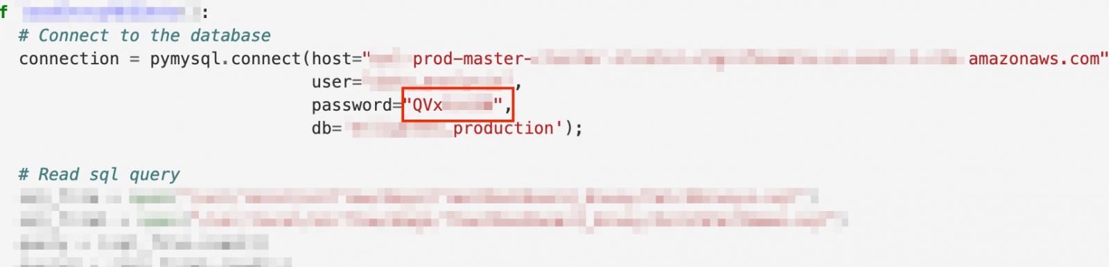 production environment credentials leak