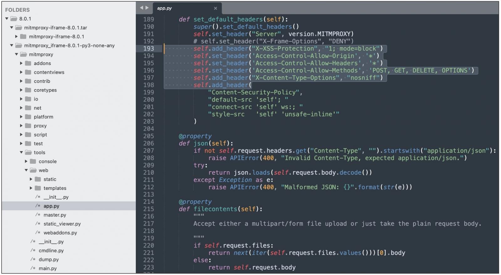 mitmproxy-iframe with same code execution vulnerability