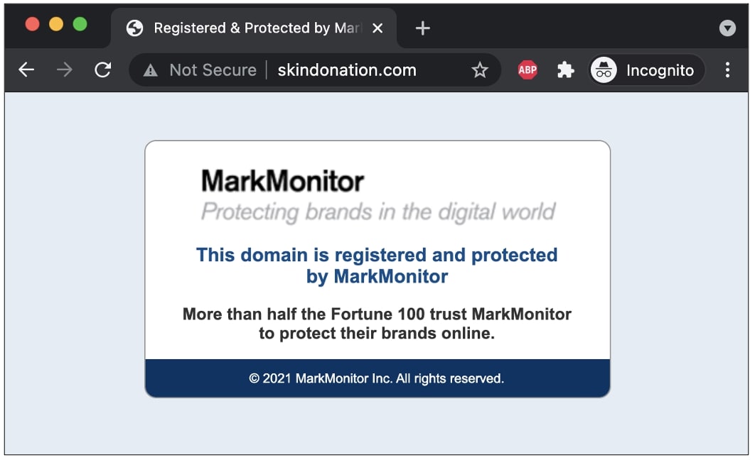 markmonitor default parking page