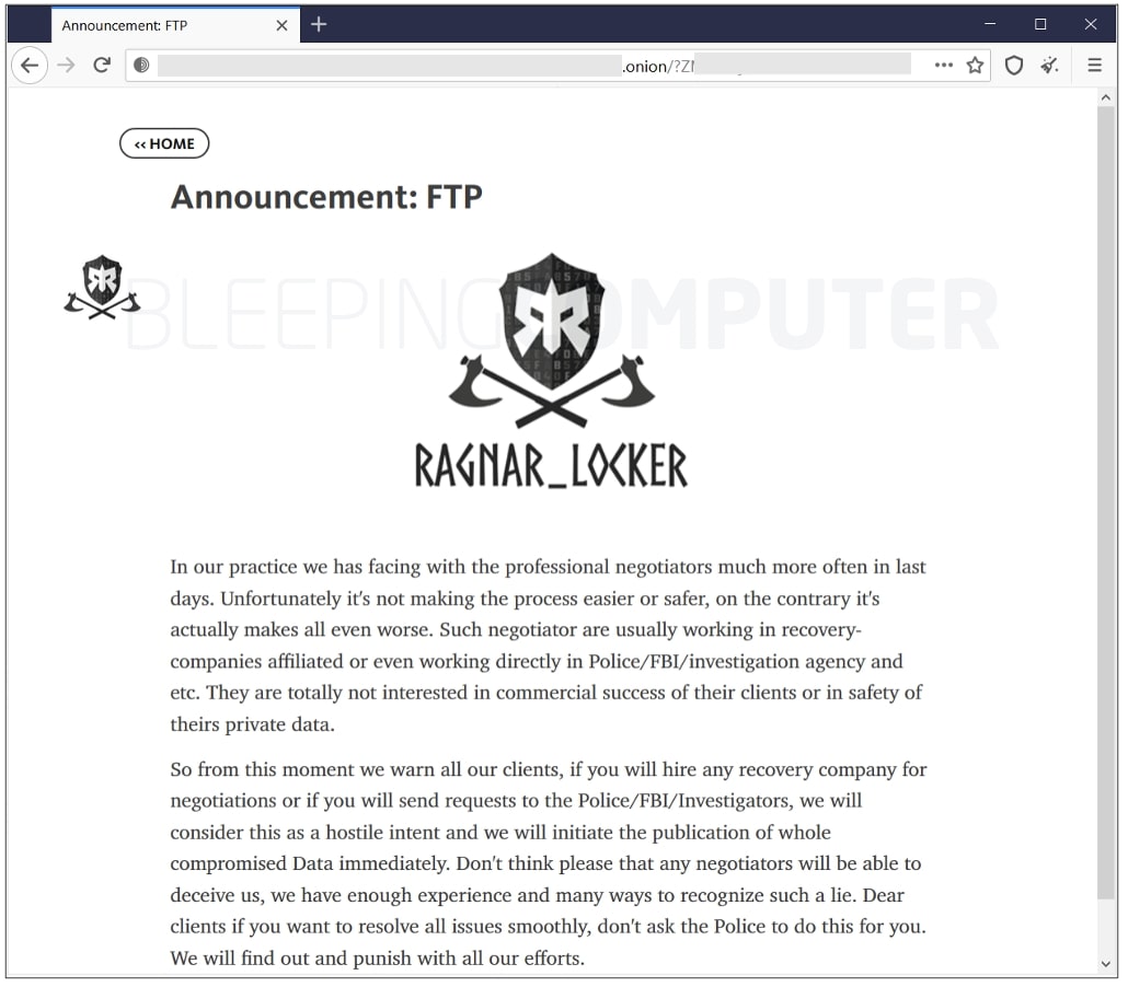 ragnar locker leak site note