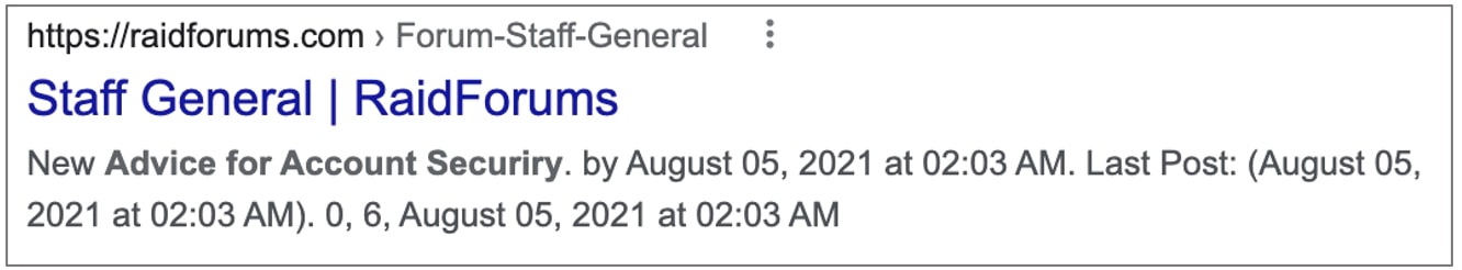 google indexes raidforums private page