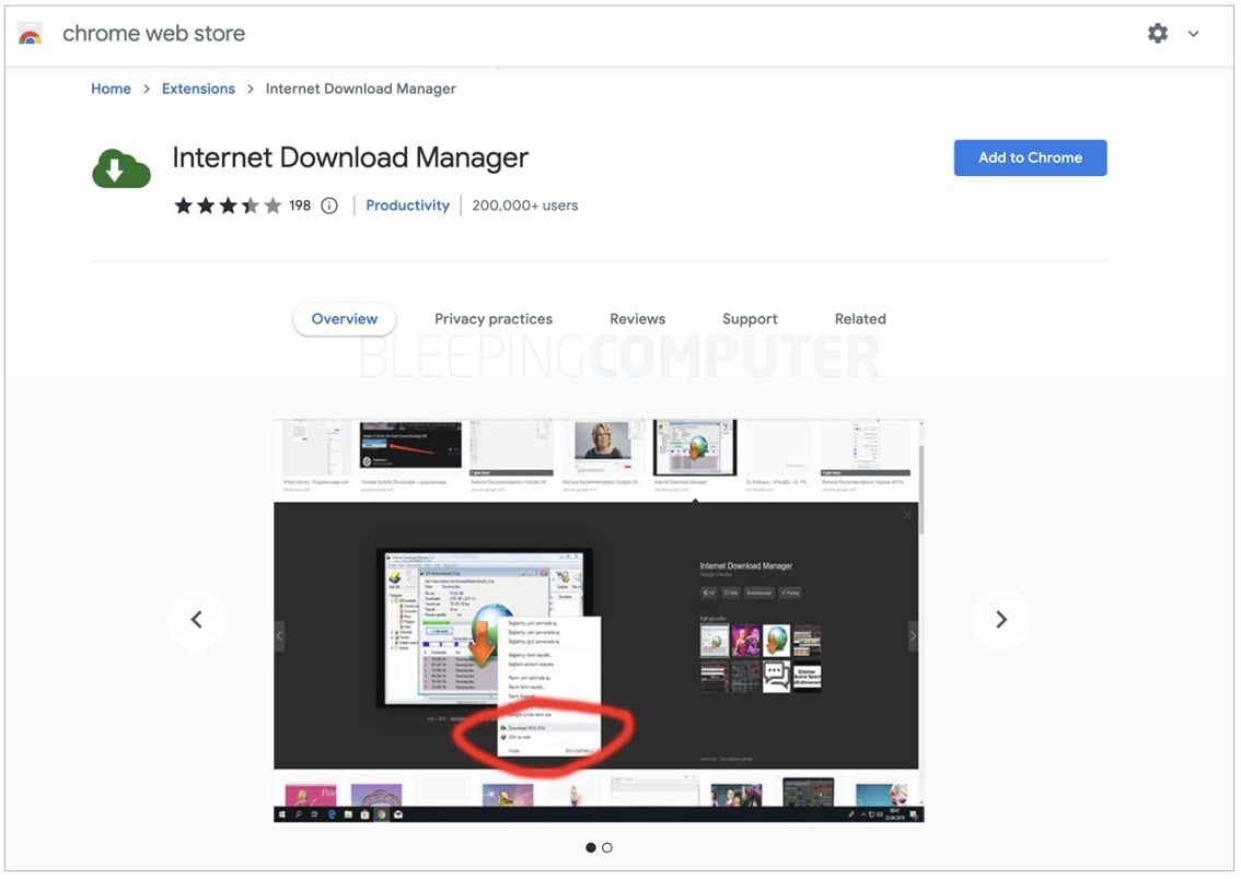 Chrome extension Internet Download Manager