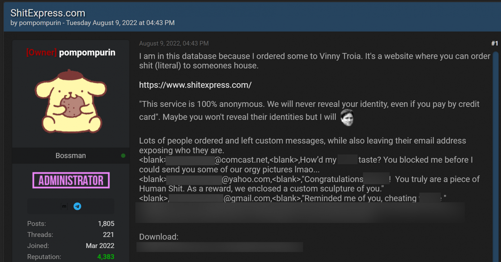 Hacker, ShtExpress verilerini forum gönderisine gönderdi 